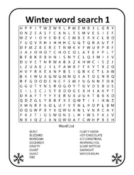 Preview of Winter Wonderland Word Search Extravaganza for kids