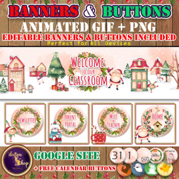Preview of Winter Woodland Animals Headers and Buttons Animated , Ready to Go and Editable
