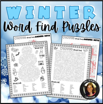 Preview of Winter Word Find Word Search Puzzles