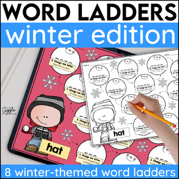 Preview of Winter Word Ladders Word Chains 1st 2nd Grade Word Work Vocabulary Activities