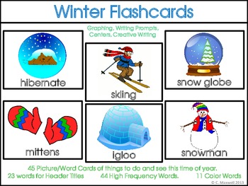 Preview of Winter Word Picture Flashcards, High Frequency Word Cards and Activities