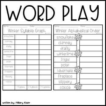 Winter Word Play by Hillary Kiser - Hillary's Teaching Adventures