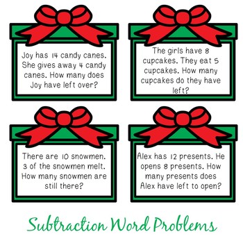 Winter Word Problem Center Game- Addition and Subtraction within 20