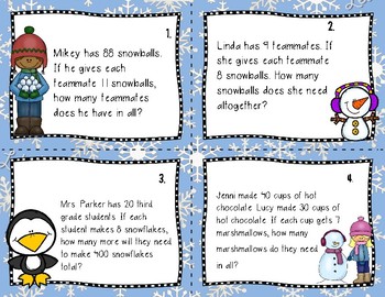 Winter Word Problem Task Cards (3rd grade) by Teaching Naturally