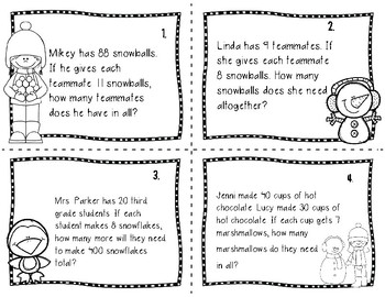 Winter Word Problem Task Cards (3rd grade) by Teaching Naturally