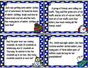 Winter Word Problem Task Cards- Freebie by Thrilling 3rd Grade Adventures