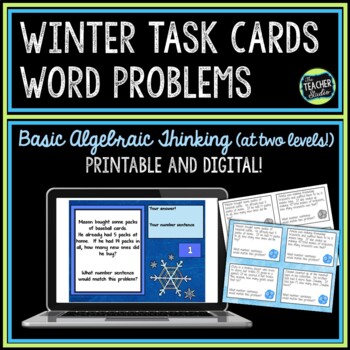 Preview of Winter Word Problems Algebraic Thinking Mixed Operations  | Print and Digital