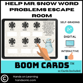 Preview of Winter Word Problems Escape Room Boom Cards
