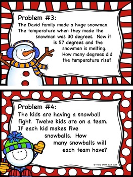 Winter Word Problems - Review those Common Core Math Skills - Grades 2-3