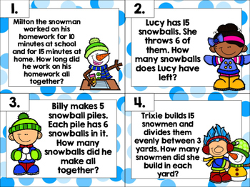 Winter Word Problems Task Cards by Hannah Newell | TPT