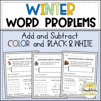 Preview of Winter Word Problems Using Multiple Strategies Add and Subtract