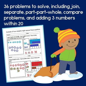 Winter Addition & Subtraction Word Problems for First ...