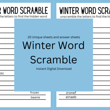 Winter Word Scramble by Tiffany Dodge | TPT