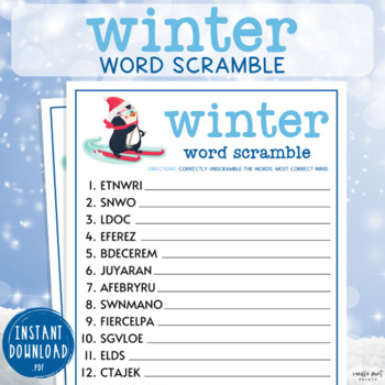 Winter Word Scramble Activity | Seasonal Brain Break Game | Snow Day Game