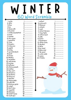 Winter Word Scramble Puzzle Worksheet Activities, Brain Games | TPT