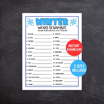 Winter Word Scramble, Winter Classroom Game by Charming Happy Designs