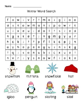 Winter Word Search by Lauren Szaro | Teachers Pay Teachers