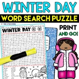 Winter Word Search Activity Word Find Puzzle January Febru