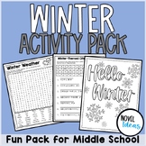 Winter Word Search Activity Puzzles Cryptogram Middle School