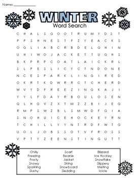 Winter Word Search FREEBIE by ItsMsG | TPT