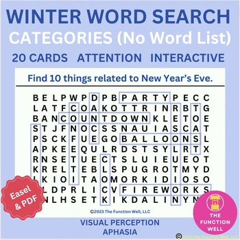 Preview of Winter Word Search- Find the Words in the Category (Aphasia Game) Adult Therapy