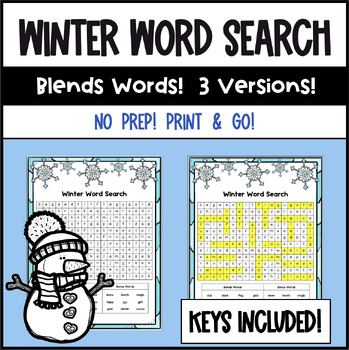 Preview of Winter Word Search Phonics Blends