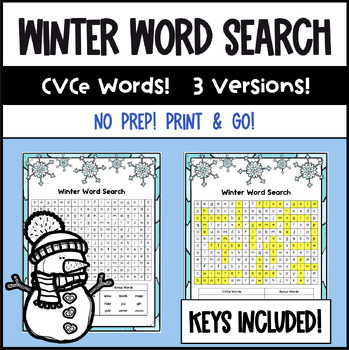 Preview of Winter Word Search Phonics CVCe