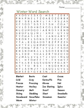 Winter Word Search Puzzle. by LailaBee | TPT