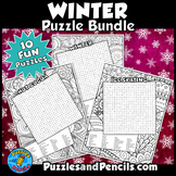 Snow Fort Word Search Puzzle Activity Page with Coloring