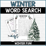 Winter Word Search with Answers, Holiday Word Find, Early 