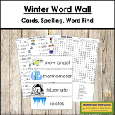 Winter Word Wall Cards, Spelling Lists & Word Find