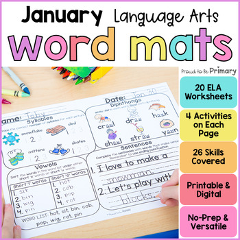 Preview of Winter Word Work Activities for January & New Years - Literacy Center Worksheets