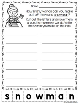 Winter Word Work - Making Words by Live Love and Teach | TPT