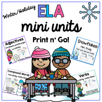 Preview of Winter ELA Activities with Winter Reading, Writing and Vocabulary Mini Lessons