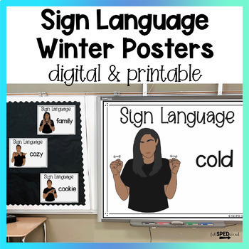 Preview of Winter Words ASL Sign Language Google Slides Digital Lesson and Posters