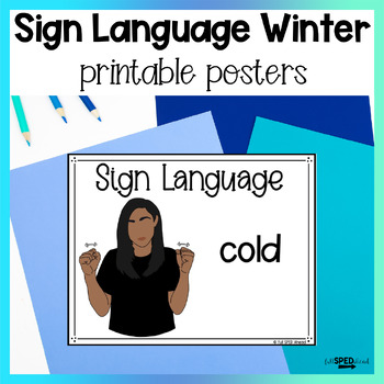 Preview of Winter Words ASL Sign Language Printable Bulletin Board Posters Lessons