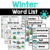 Winter Words - Writing Center Word Lists