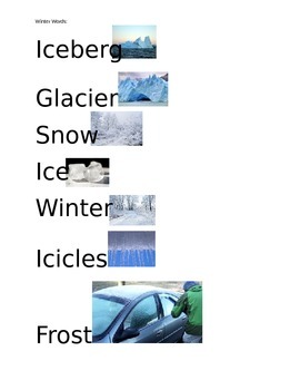 Preview of Winter Words for pre-k classroom with pictures