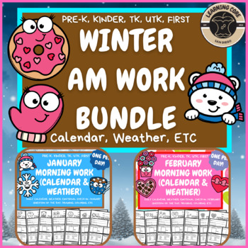 Preview of Winter Work - January + February - PreK, Kindergarten, First