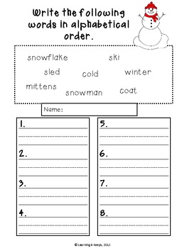 Winter Worksheet Freebie! by Learning 4 Keeps | Teachers Pay Teachers