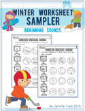 Winter Worksheet Sampler: Beginning Sounds for Preschool a