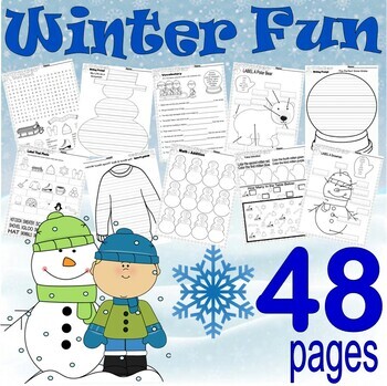 Preview of Winter Literacy Math Worksheets Activities NO PREP ELA