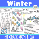 Winter Worksheets First Grade | Print and Go January Math 