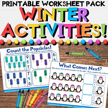 Winter Worksheets - Printable Math, Literacy, & Fine Motor Activities ...