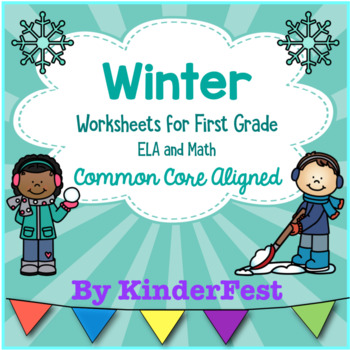 Preview of Winter Worksheets for First Grade - ELA and Math - Common Core Aligned