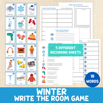 Preview of Winter Write The Room, Literacy Centers, Writing Activity, Vocabulary,ELA