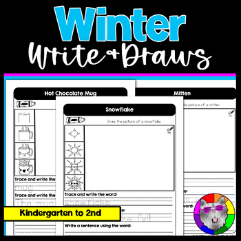 Preview of Winter Write and Draws, Handwriting Journals & Directed Drawings K-2nd