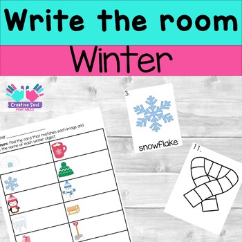 Preview of Winter Write the Room, Kindergarten Center Activity