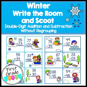 Preview of Winter Write the Room/Math Center 2-Digit Addition & Subtraction No Regrouping