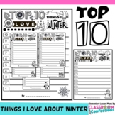 Winter Writing Activity : Top Ten List : Things I love Abo